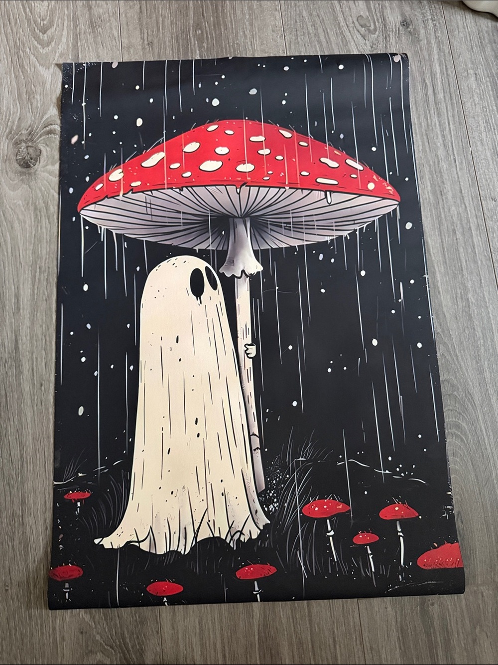 Red Mushroom Ghost Wall Art Print - Home Wall Decor